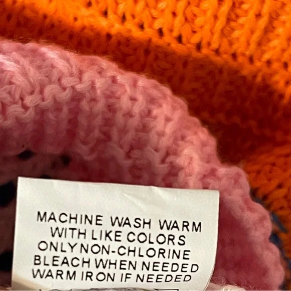 Rainbow Multicolor Crochet Bell Sleeve Crop Top Festival Concert Hippie Medium - Picture 7 of 7